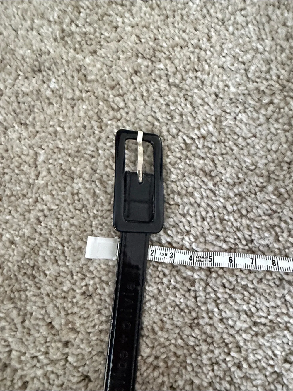 Alice + Olivia Black Patent Leather Belt with Rectangular Buckle